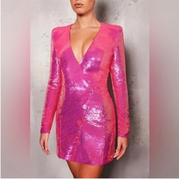 Nadine Merabi Bailey Sequin Mini Dress Pink NWT - Picture 3 of 10